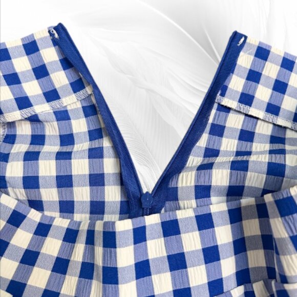 Gingham Maxi Skirt High Waist A-Line with Pockets - Picture 4 of 7